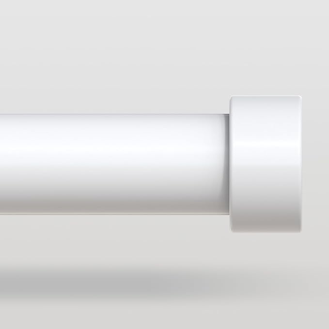 White Curtain Rods for Windows 36 to 176 Inch(3-14 Feet),1" Diameter Rods with Modern Style End Cap Finials,Size:36-176 Inch