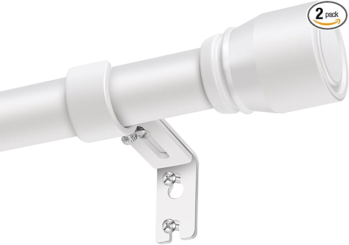 1” Diameter Curtain Rods Itself is 30 to 90 inch 2 Pack Fit 30-84 inch Window with Heavy Duty Adjustable Rod Matte White Splicing Metal Extra Long Curtain Rod for Windows