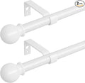 2 Pack White Metal Curtain Rods, 28-60 inch, Heavy Duty, Adjustable, Wall Mounted, Set of 2