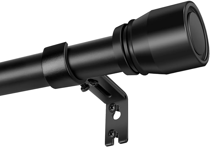1” Diameter Curtain Rods Itself is 30 to 45 inch 1 Pack Fit 30-39 inch Window with Heavy Duty Adjustable Rod Matte Black Splicing Metal Extra Long Curtain Rod for Windows