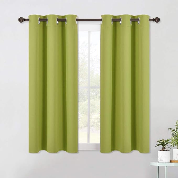 NICETOWN Blackout Window Curtains 60 inch Length 2 Panels, 34 x 60 Inch, Fresh Green, Grommet Top Room Darkening Thermal Insulated Solid Vertical Drapes for Bedroom/Kid Room