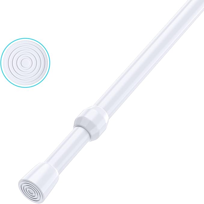 AIZESI 1pcs Tension Curtain Rod Spring Tension Rod Short Curtian Rods No Drilling Expandable Spring Loaded Curtain Tension Rod Adjustable 26 to 39 inch,Best Use Range 28 to 36 inch，White