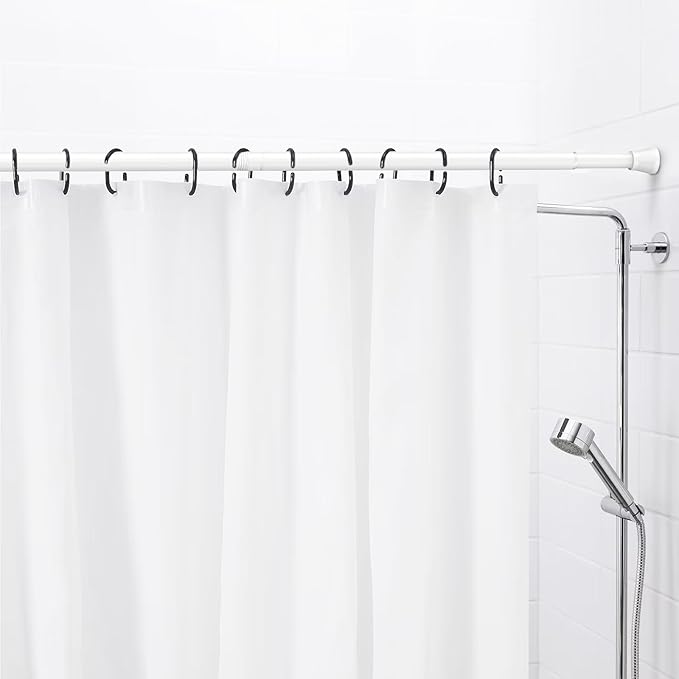 AIZESI Spring Tension Rods Adjustable Tension Curtain Rod Small Tension Rod No Drilling Expandable Spring Loaded Curtain Tension Rod?White,45" to 77"-2Pcs)
