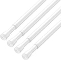 AIZESI Spring Tension Rods Adjustable Tension Curtain Rod Small Tension Rod No Drilling Expandable Spring Loaded Curtain Tension Rod（White,18" to 28"-4Pcs)