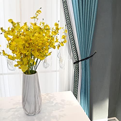 4 Pieces Wood Bead Curtain Tieback Boho Curtain Tiebacks Curtain Holdbacks for Wall Curtain Ties Window Treatment Curtain Tie Backs with Hooks for Bedroom Wall Dining(Black Color, 4)