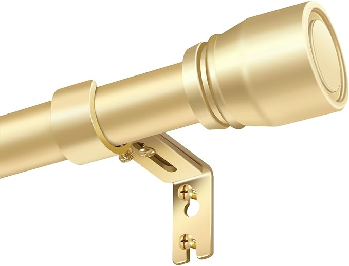 1” Diameter Gold Curtain Rod Itself is 30-90 Inch 2 Pack, Fit 30 to 84 Inch Windows with Heavy Duty Adjustable Telescopic Rod，Splicing Metal Extra Long Curtain Rod for Windows