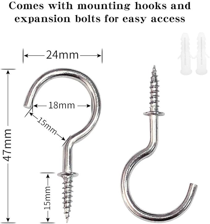 BEL AVENIR Curtain Rope Tiebacks, Drapery Rope Holdbacks with 4 Metal Screw Hooks, 2 Pair - Golden