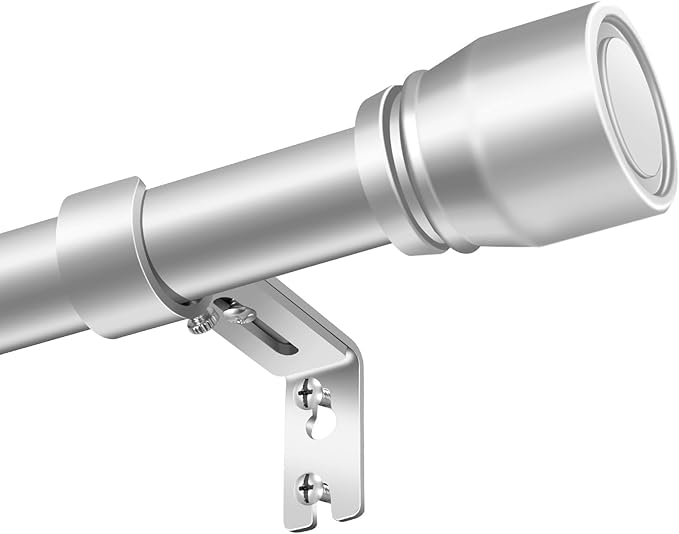 1” Diameter Silver Curtain Rod Itself is 30-60 inch 1 Pack, Fit 30 to 54 Windows with Heavy Duty Adjustable Telescopic Rod，Splicing Metal Extra Long Curtain Rod for Windows Sliding Glass Door