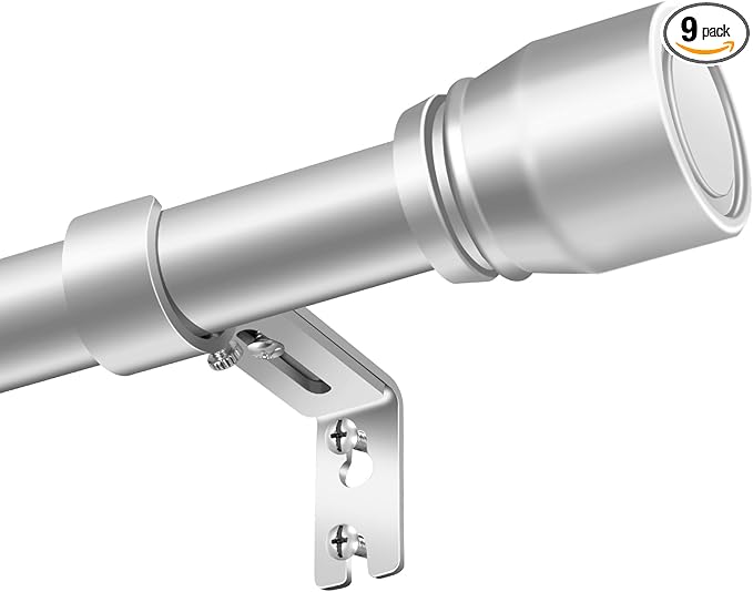 1” Diameter Curtain Rods Itself is 30 to144 inch 1 Pack Fit 30-142 inch, 66 to 120 inch Window with Heavy Duty Adjustable Rod Curtain Splicing Silver Extra Long Curtain Rod for Windows