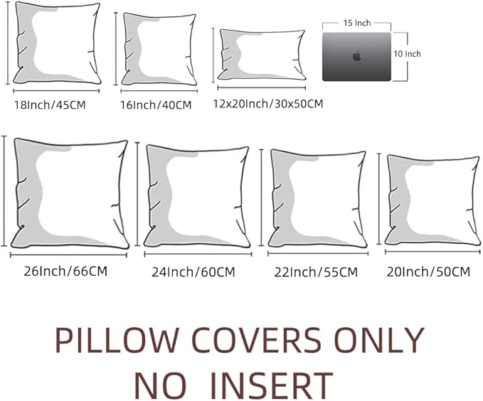 Fancy Homi 4 Packs Grey Decorative Throw Pillow Covers 24x24 Inch for Living Room Couch Bed, Rustic Modern Farmhouse Boho Home Decor, Soft Plush Corduroy Gray Cute Square Accent Cushion Case 60x60 cm