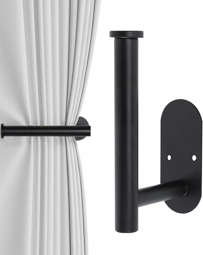 1pcs Curtain Holdbacks, Screw-in Curtain Tiebacks Curtain Tie Backs Curtain Holders for Wall Mounted Curtain Pull Backs for Drapes, Curtain Side Holders Hooks, 304 Stainless Steels, Black