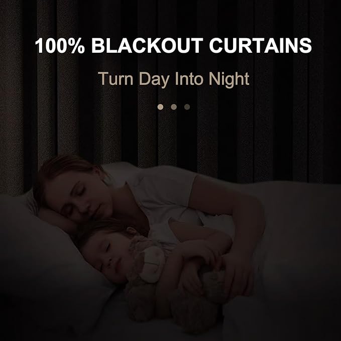 100% Blackout Shield Linen Blackout Curtains for Bedroom 90 Inches Long, Back Tab/Rod Pocket Living Room Drapes, Thermal Insulated Blackout Curtains 2 Panels Set, 50" W x 90" L, Darkgray