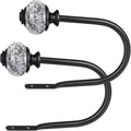 2 Pack Black Curtain Holdbacks, USFOOK Decorative Drapery Tiebacks (2 Pack/1 Pair), Curtain Tie Back Hooks for Wall with Translucent Finials (6.1" L x 4.1" W)