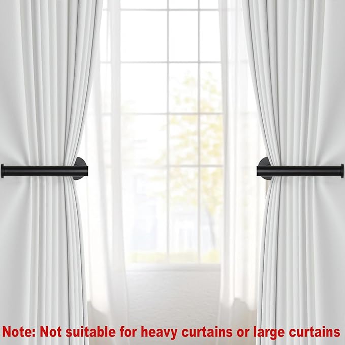 1pcs Curtain Holdbacks, Screw-in Curtain Tiebacks Curtain Tie Backs Curtain Holders for Wall Mounted Curtain Pull Backs for Drapes, Curtain Side Holders Hooks, 304 Stainless Steels, Black