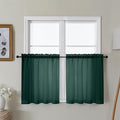 Gwine Hunter Green Sheer Curtain Tiers 24 Inch Length, Light Filtering Voile Short Curtain for Living Room Bedroom, Rod Pocket Cafe Curtains for Small Windows 42x24 Inch, 2PCS