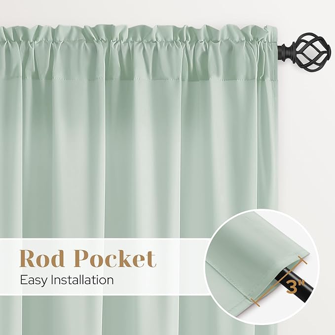 HOMEIDEAS Non-See-Through Sage Green Privacy Sheer Curtains, 52 X 96 Inches Long 2 Panels Sheer Curtains Light Filtering Window Drapes for Bedroom Living Room