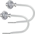2 Pack Silver Curtain Holdbacks, USFOOK Decorative Drapery Tiebacks (2 Pack/1 Pair), Curtain Tie Back Hooks for Wall with Translucent Finials (6.1" L x 4.1" W)