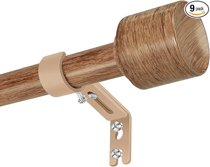 1” Diameter Curtain Rods Itself is 30 to 144 inch 2 Pack Fit 30-142 inch, 66 to 120 inch Window with Heavy Duty Adjustable Rod Matte Wood Grain Splicing Metal Extra Long Curtain Rod for Windows