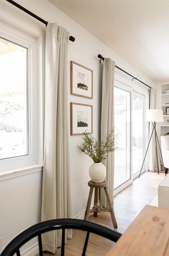 100% Blackout Shield Linen Blackout Curtains for Bedroom 72 Inches Long, Back Tab/Rod Pocket Living Room Drapes, Thermal Insulated Blackout Curtains 2 Panels Set, 50" W x 72" L, Oatmeal