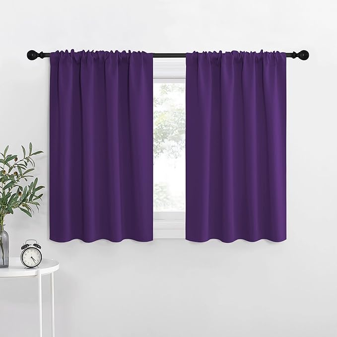 NICETOWN Blackout Curtains for RV Windows, Royal Purple, 29" by 20", 2 Panels, Room Darkening Window Curtain Panels, Easy-Care Solid Thermal Insulated Draperies/Drapes for Daughter Room