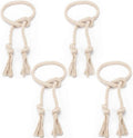 4 Pcs Hand Woven Curtain Tiebacks No Drilling - Boho Drape Holdbacks Rope for Black Blue Light Color Curtains, Decorative Ties for Outdoor Yard Garden Farmhouse Drapery, Beige