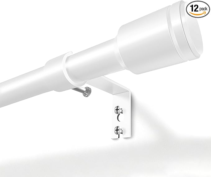 5/8” Diameter Curtain Rods 30-90 Inch, for 30-84 Inch Windows, Adjustable Splicing White Curtain Rods for Windows with Brackets, Window Rod Long Small Curtains Rod, 2 Pack