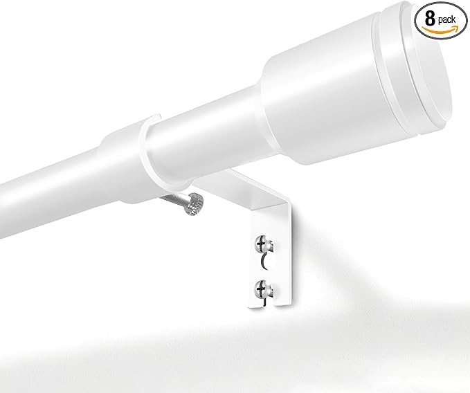5/8” Diameter Curtain Rods 30-120 Inch, for 30-114 Inch Windows, Adjustable Splicing White Curtain Rods for Windows with Brackets, Window Rod Long Small Curtains Rod