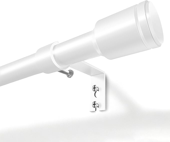 5/8” Diameter Curtain Rods 30-120 Inch, for 30-114 Inch Windows, Adjustable Splicing White Curtain Rods for Windows with Brackets, Window Rod Long Small Curtains Rod, 2 Pack