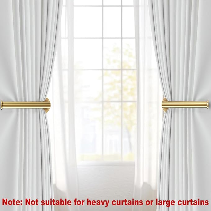 4pcs Curtain Holdbacks, Screw-in Curtain Tiebacks Curtain Tie Backs Curtain Holders for Wall Mounted Curtain Pull Backs for Drapes, Curtain Side Holders Hooks, 304 Stainless Steels, Gold