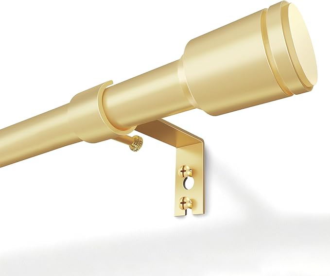 5/8” Diameter Curtain Rods 30-60 Inch, for 30-54 Inch Windows, Adjustable Splicing Gold Curtain Rods for Windows with Brackets, Window Rod Long Small Curtains Rod, 2 Pack
