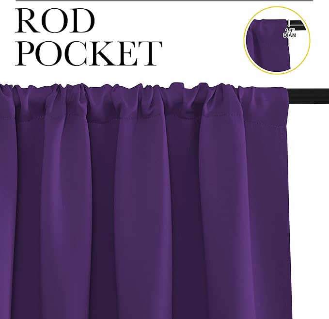 NICETOWN Blackout Curtains for RV Windows, Royal Purple, 29" by 20", 2 Panels, Room Darkening Window Curtain Panels, Easy-Care Solid Thermal Insulated Draperies/Drapes for Daughter Room