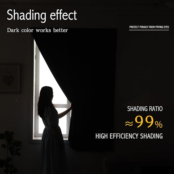 Adhesive Blackout Curtains- Self Stick Curtain No Rod Needed Easy to Hang Curtain, Use for Bedroom, Living Room, Dining Room, Kitchen, 59" W X 96" L, Black, 1 Panel