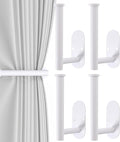 4pcs Curtain Holdbacks, Screw-in Curtain Tiebacks Curtain Tie Backs Curtain Holders for Wall Mounted Curtain Pull Backs for Drapes, Curtain Side Holders Hooks, 304 Stainless Steels, White