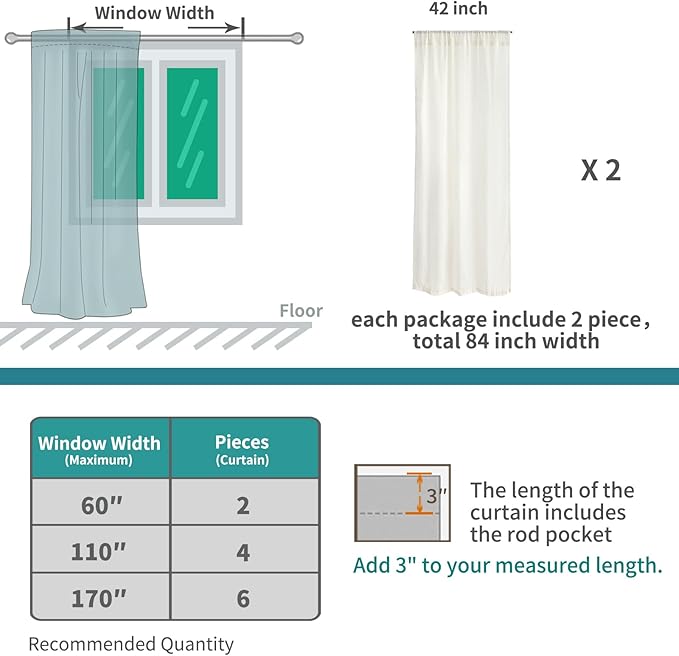 BGment Green Linen Curtains 45 Inch Length for Kitchen Cafe Window - Short Semi Sheer Natural Textured Drapes Rod Pocket Rustic for Small Living Dining Room Lightweight, 2 Panels Set, 42 X 45 Inch