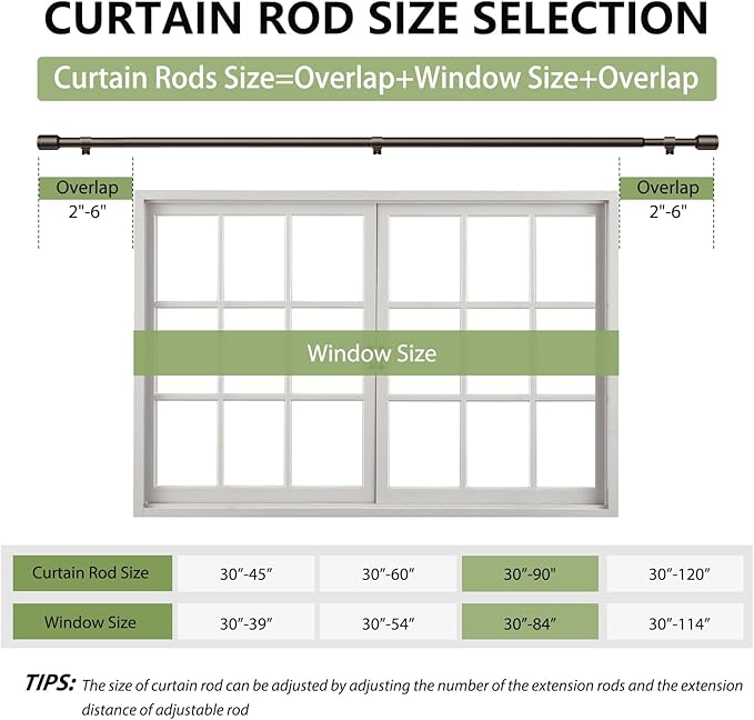5/8” Diameter Bronze Curtain Rods 30-90 Inch, for 30-84 Inch Windows, Adjustable Splicing Antique Bronze Curtain Rods for Windows with Brackets, Window Rod Long Small Dark Brown Curtains Rod