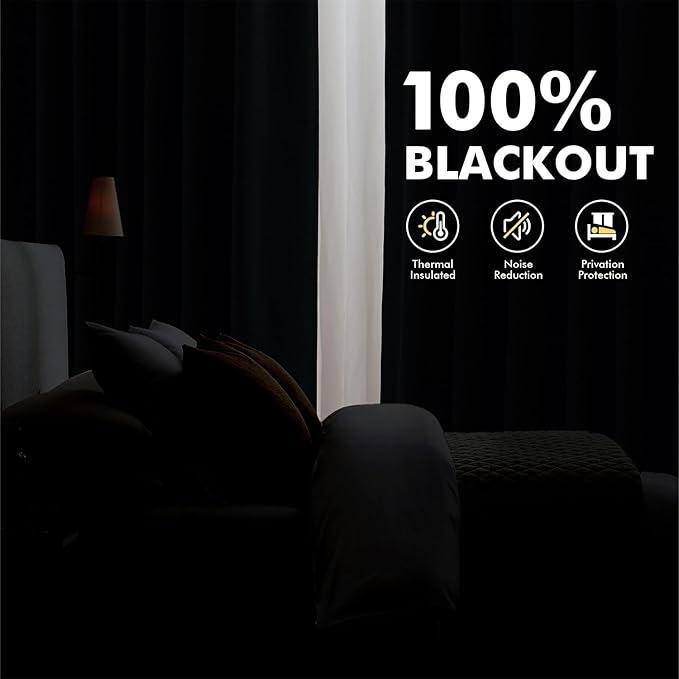 MIULEE 100% Blackout Linen Curtains for Bedroom, Ivory Solid Luxury Decor Thermal Insulation Room Darkening Drapes for Living Room Nursery Back Tab Rod Pocket 42 x 72 Inches, 2 Panels
