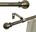 Antique Brass Curtain Rods for Windows 66 to 120, Adjustable Long Curtain Rod for Outdoor Patio, Sliding Glass Door, Heavy Duty 5/8 inch Brushed Brass Drapery Rod Set, 10ft Metal Curtain Pole