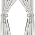 4 Pcs Hand Woven Curtain Tiebacks No Drilling - Boho Drape Holdbacks Rope for Black Blue Grey Light Color Curtains, Decorative Ties for Outdoor Yard Garden Farmhouse Drapery, Grey