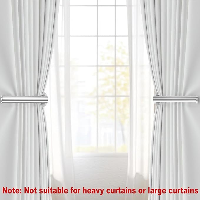 4pcs Curtain Holdbacks, Screw-in Curtain Tiebacks Curtain Tie Backs Curtain Holders for Wall Mounted Curtain Pull Backs for Drapes, Curtain Side Holders Hooks, 304 Stainless Steels, Silver
