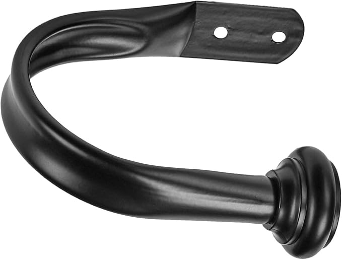 Amazon Basics Decorative Curtain Tiebacks, Sturdy and Easy to Install Holdbacks, Set of 2, Black