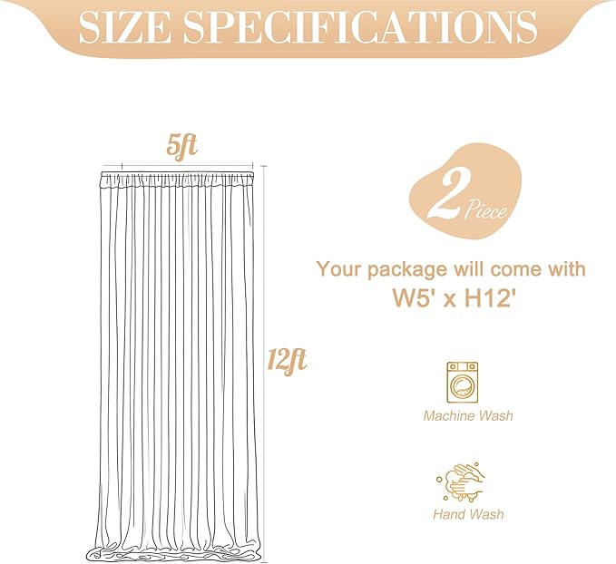 10ft x 12ft Black Tulle Backdrop Curtain for Parties Sheer Fabric Backdrop Curtains for Birthday Party Baby Shower Graduation Back Drop Wedding Photo Backdrop Drapes Background 2 Panels 5ft x 12ft