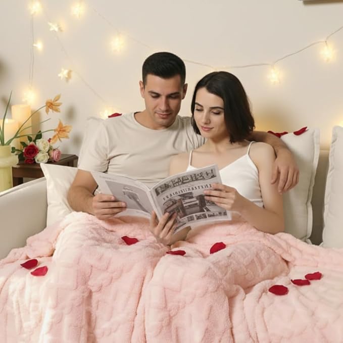 Aganear Flannel Throw Blanket - Cozy Soft Lightweight Fuzzy Portable Throw Blankets, Boho Decor for Home, Warm Gifts for Birthday, Christmas, Halloween, Housewarming(50"x60", Pink)