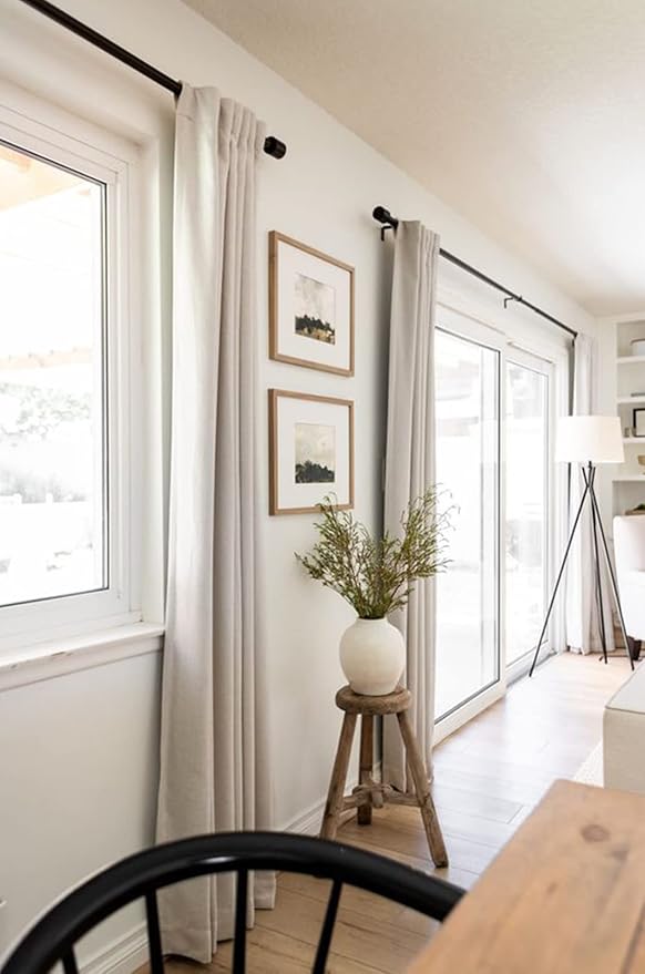 100% Blackout Shield Linen Blackout Curtains for Bedroom 80 Inches Long,Back Tab/Rod Pocket Living Room Drapes,Thermal Insulated Textured Blackout Curtains 2 Panels Set,50" W x 80" L,Cream