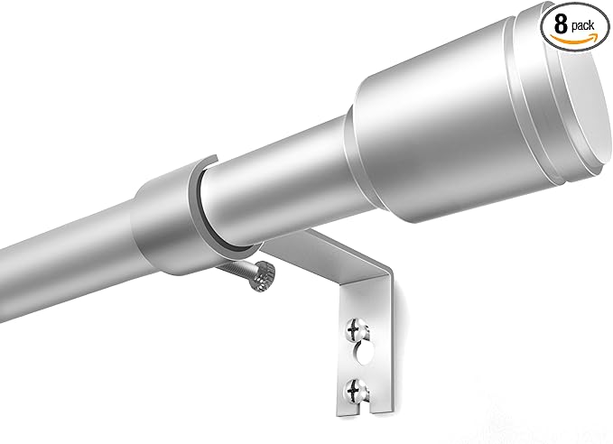5/8” Diameter Curtain Rods 30-120 Inch, for 30-114 Inch Windows, Adjustable Splicing Silver Curtain Rods for Windows with Brackets, Window Rod Long Small Curtains Rod