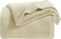 KMUSET Super Soft Throw Blanket Premium Silky Flannel Fleece Twin Size Beige Microfiber Lightweight Blanket All Season Use