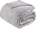 Exclusivo Mezcla Fleece King Size Blanket for Bed, 90x104 Inches Soft Cozy Jacquard Flannel Blankets, Lightweight Fuzzy Plush Warm for Women, Light Grey