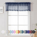 Lecloud Navy Blue Window Valance 14 Inches Long 2 PCS, Solid Voile Blue Curtains Dual Rod Pockets, Living Room Bedroom Bathroom Kitchen Curtain Half Tiers Window Treatment, 40" Wx14 L