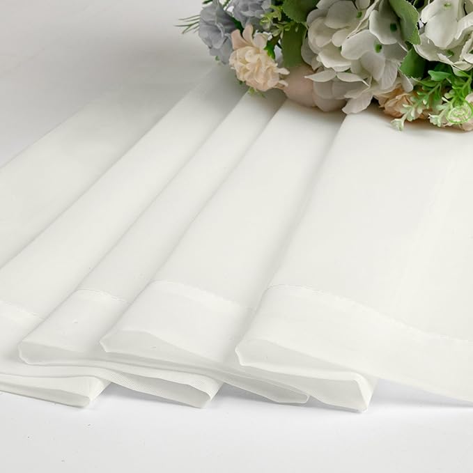 Aiyufeng Modern Sheer Window Curtains, Rod Pocket Long Curtains Translucent Drapes Semitransparent Privacy with Light Through for Bedroom/Living Room, Ivory, W42 x L90, 2 Pieces