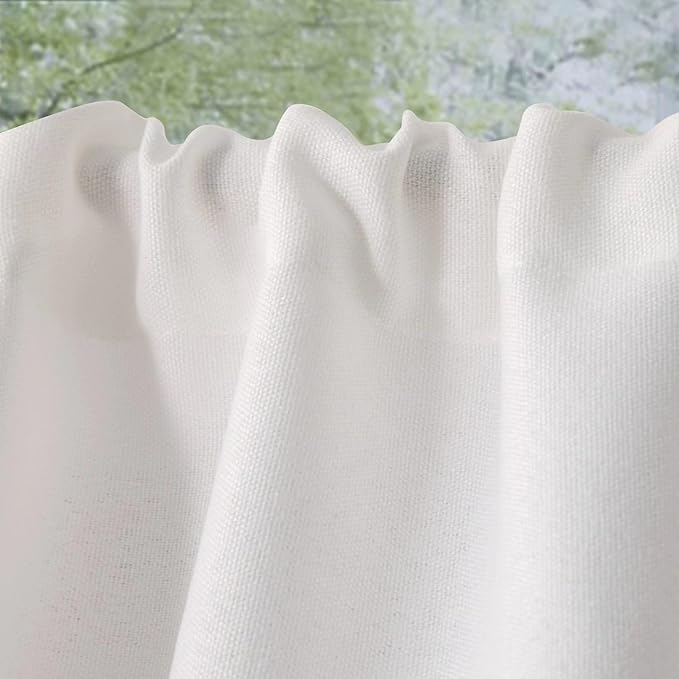 2 Pack Faux Linen Valance for Windows Kitchen Living Room Valances Rod Pocket Farmhouse Country Rustic Bathroom Small Window Treatment (54x15 inch, White)