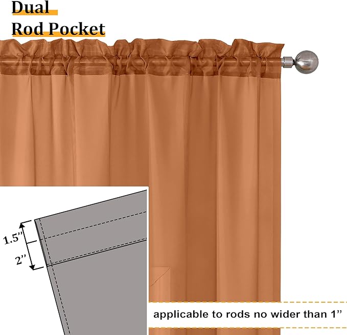 Aiyufeng Orange Sheer Curtains 54 Inch Length 2 Panels Set, Light Filtering Airy Rod Pocket Orange Window Curtain Treatment Drapes for Kitchen Bedroom Living, Each 42Wx54L Inches